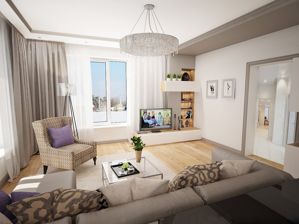 Легкий дизайн дома с сиреневыми акцентами