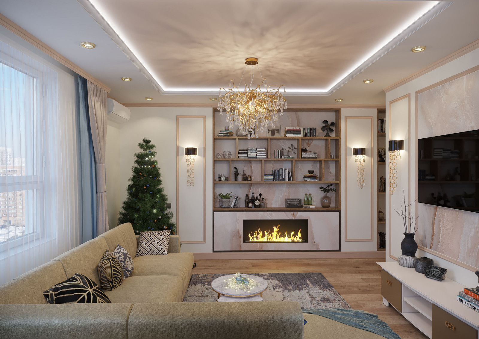 Гостиная в карамельной цветовой гамме