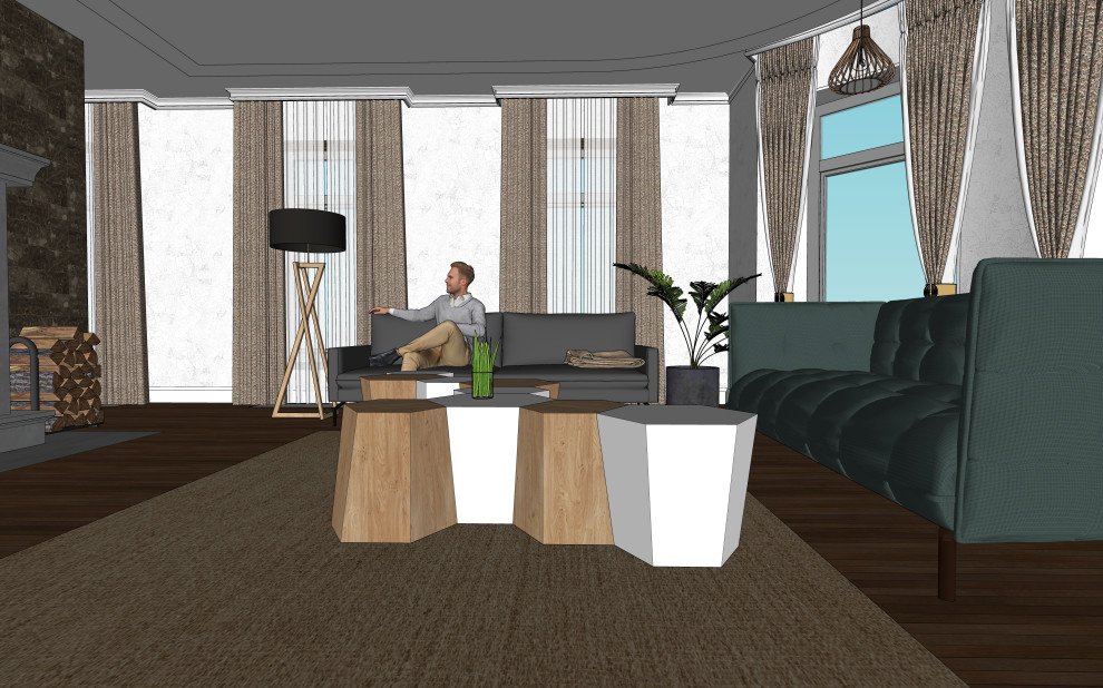 3D визуализация первого этажа дома