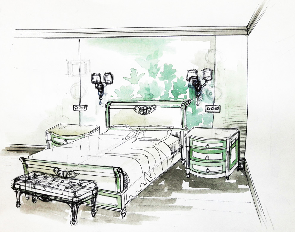 Эскизы спальни. Мебель под заказ.