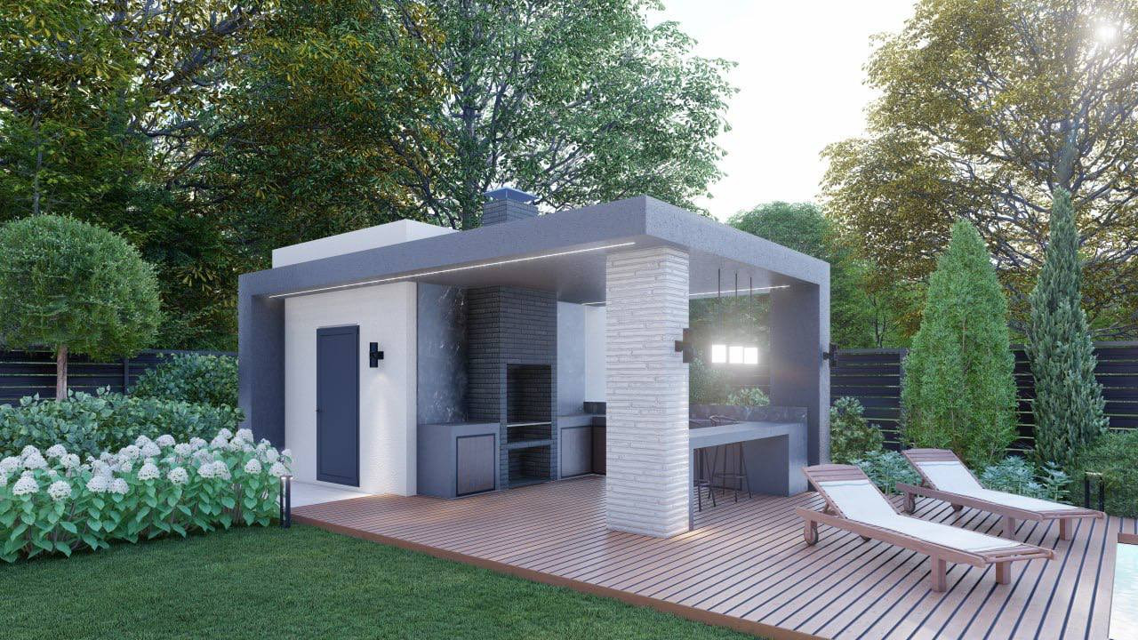 Проект современного дома и участка