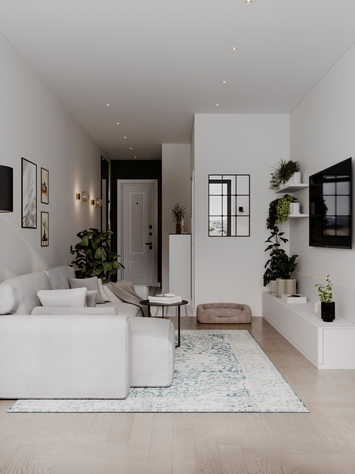 Светлый интерьер с цветовыми акцентами в ЖК Level Стрешнево