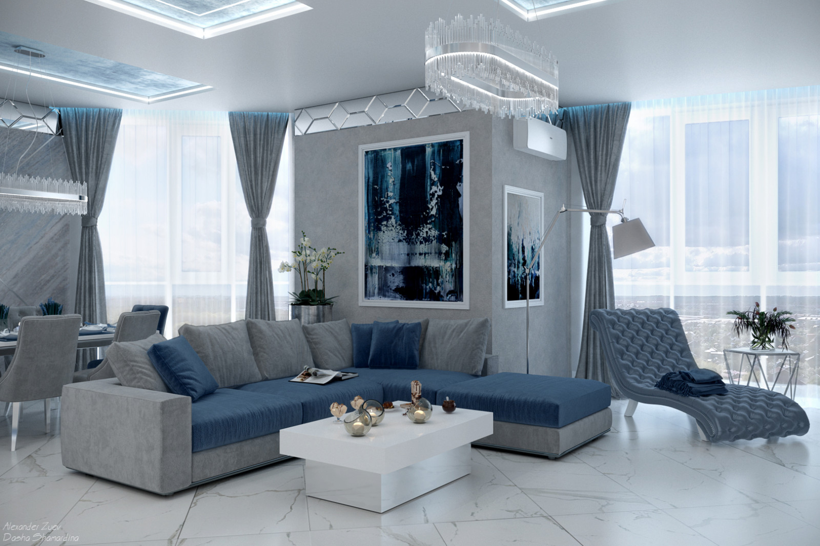 Дизайн коридора и кухни-гостиной в квартире, ЖК "Адмирал", г. Краснодар