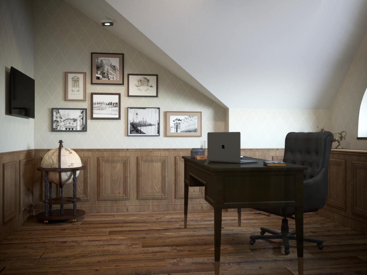 Интерьер мансардного этажа в стиле лофт