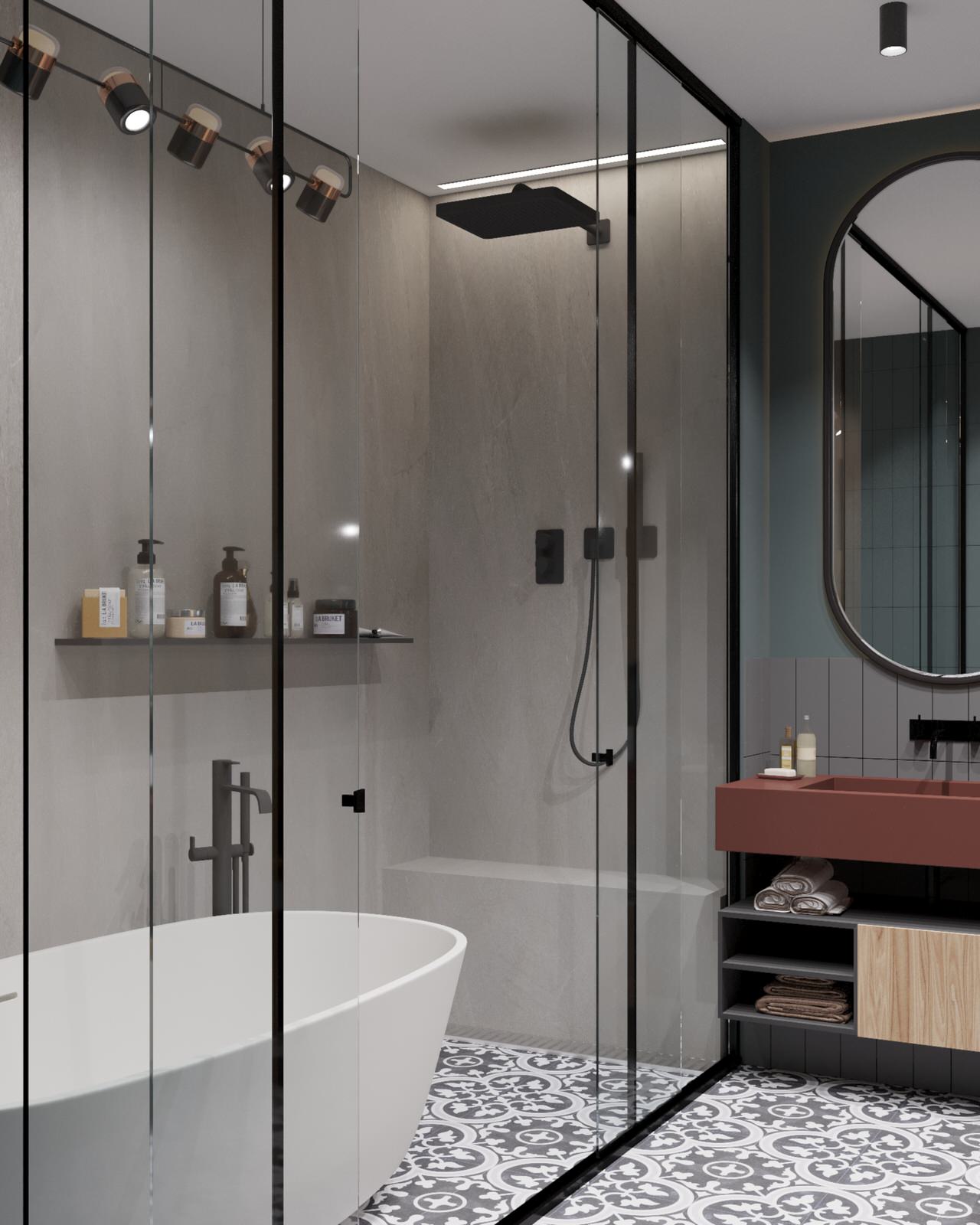 Яркие акценты и серые тона