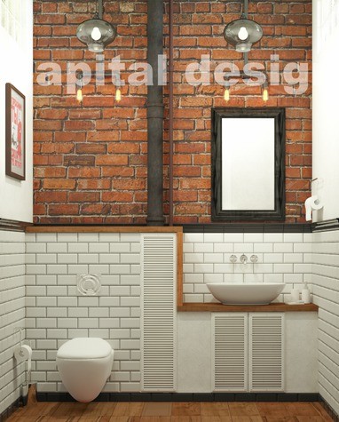 Санузел офиса в стиле лофт