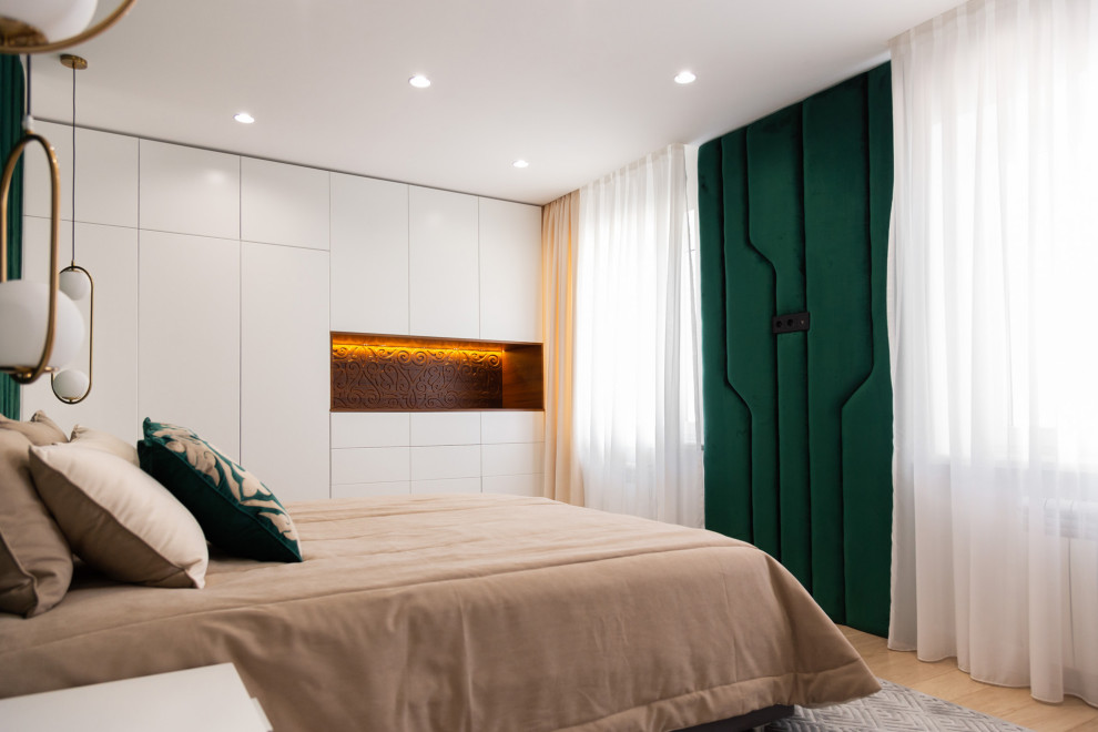 Современный интерьер с казахскими национальными элементами.