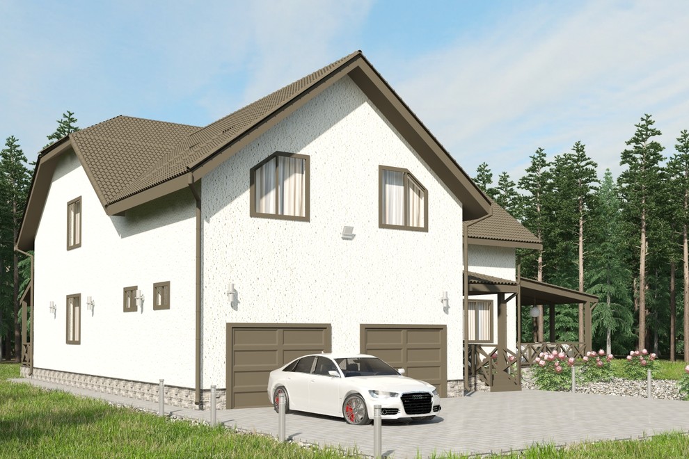 Дизайн-проект фасада каркасного коттеджа