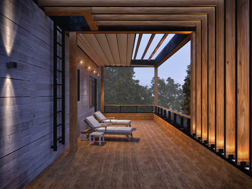 Фасад и терасса современного загородного дома