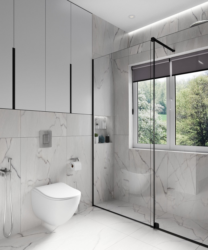 Дизайн проект двухэтажного частного дома в серых тонах