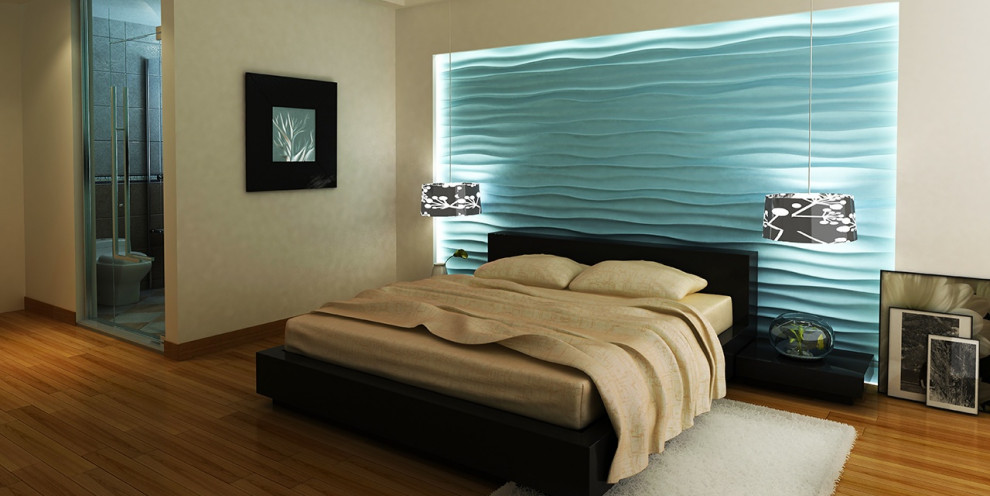 Гипсовые 3Д панели в спальне