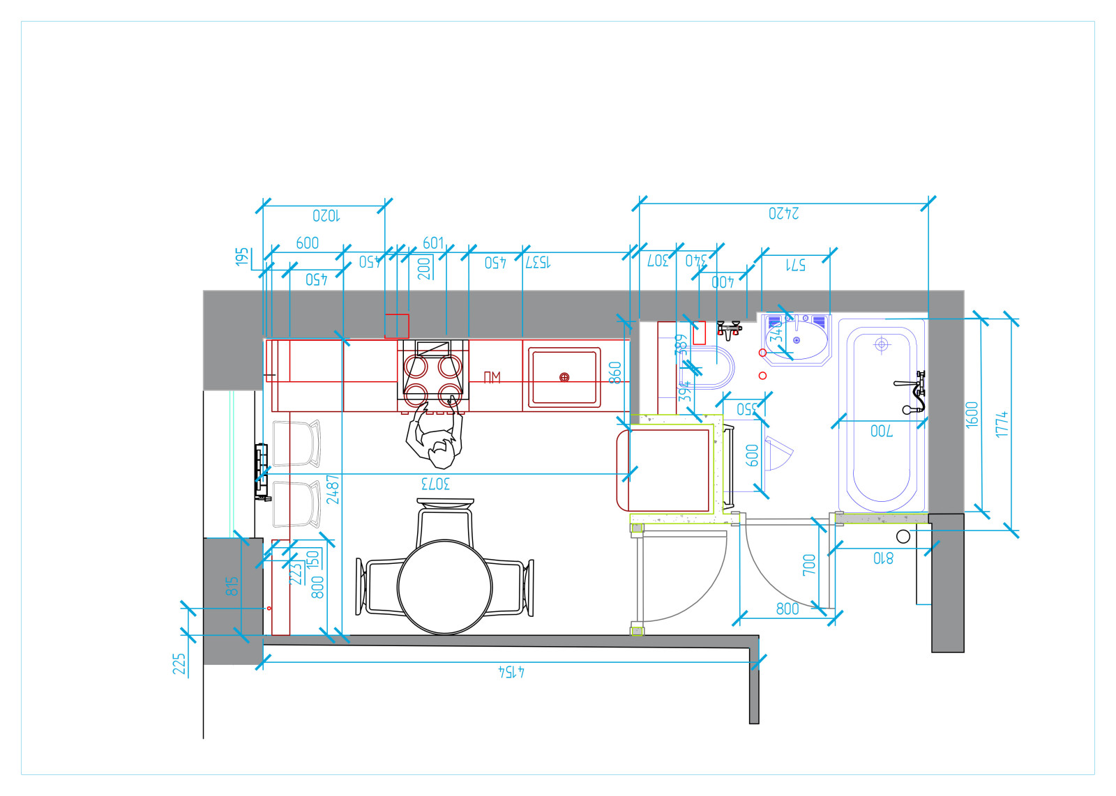 Санузел и кухня с Сталинке