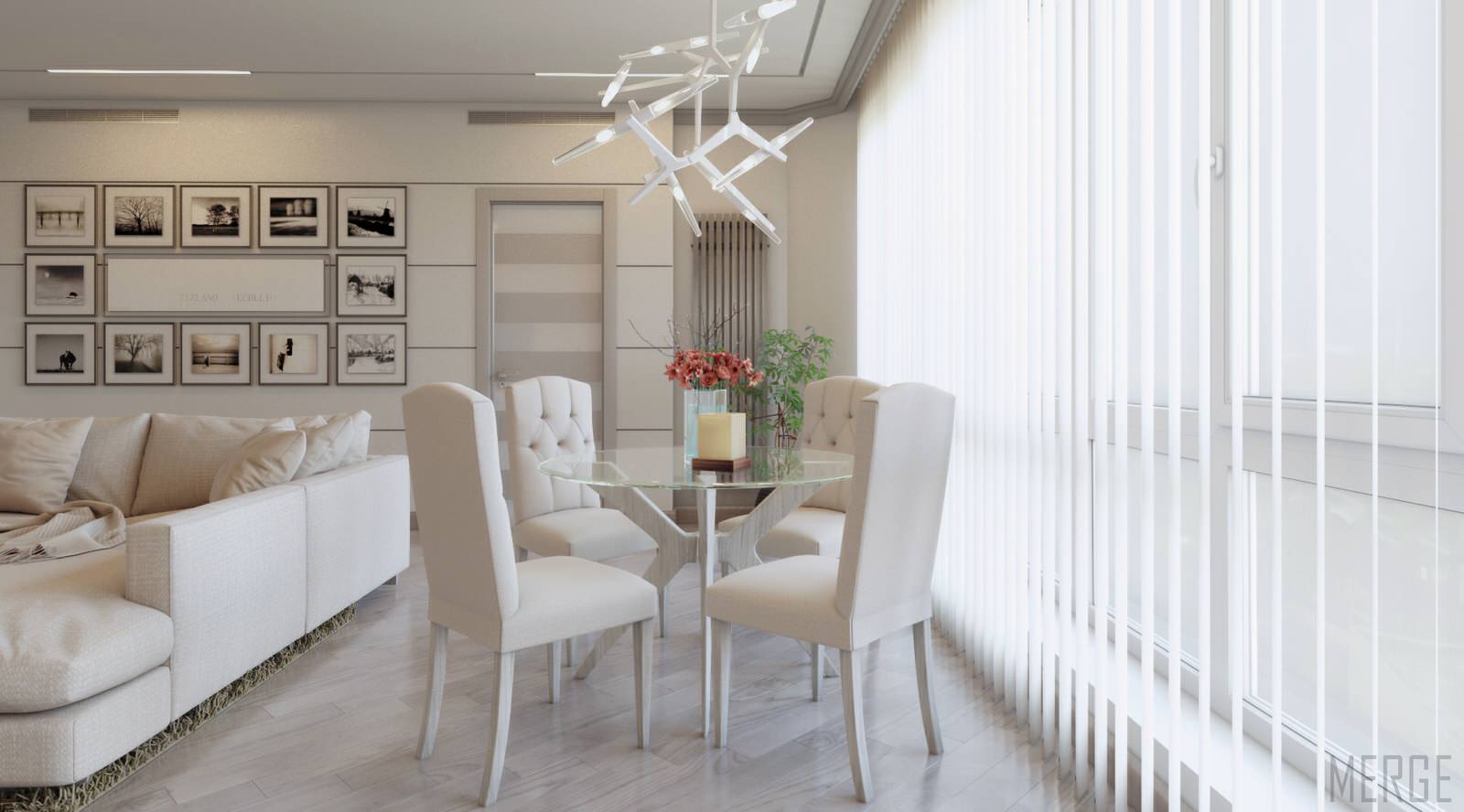 Минималистичная двухкомнатная квартира с видом на ЖД вокзал в Одессе 80м²