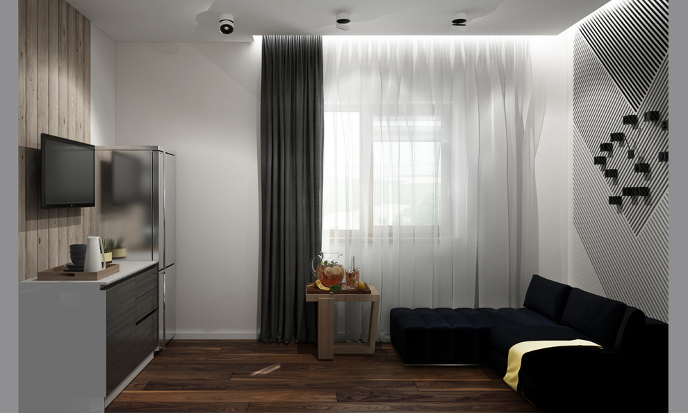 Небольшой загородный дом - 1 этаж Гостиная-кухня