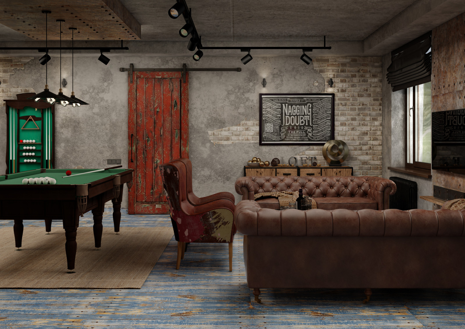 БИЛЛИАРДНАЯ В СТИЛЕ LOFT.