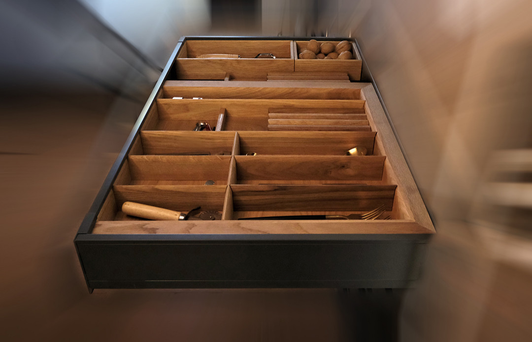 Премиум наполнение в низкий ящик  -  вид сбоку