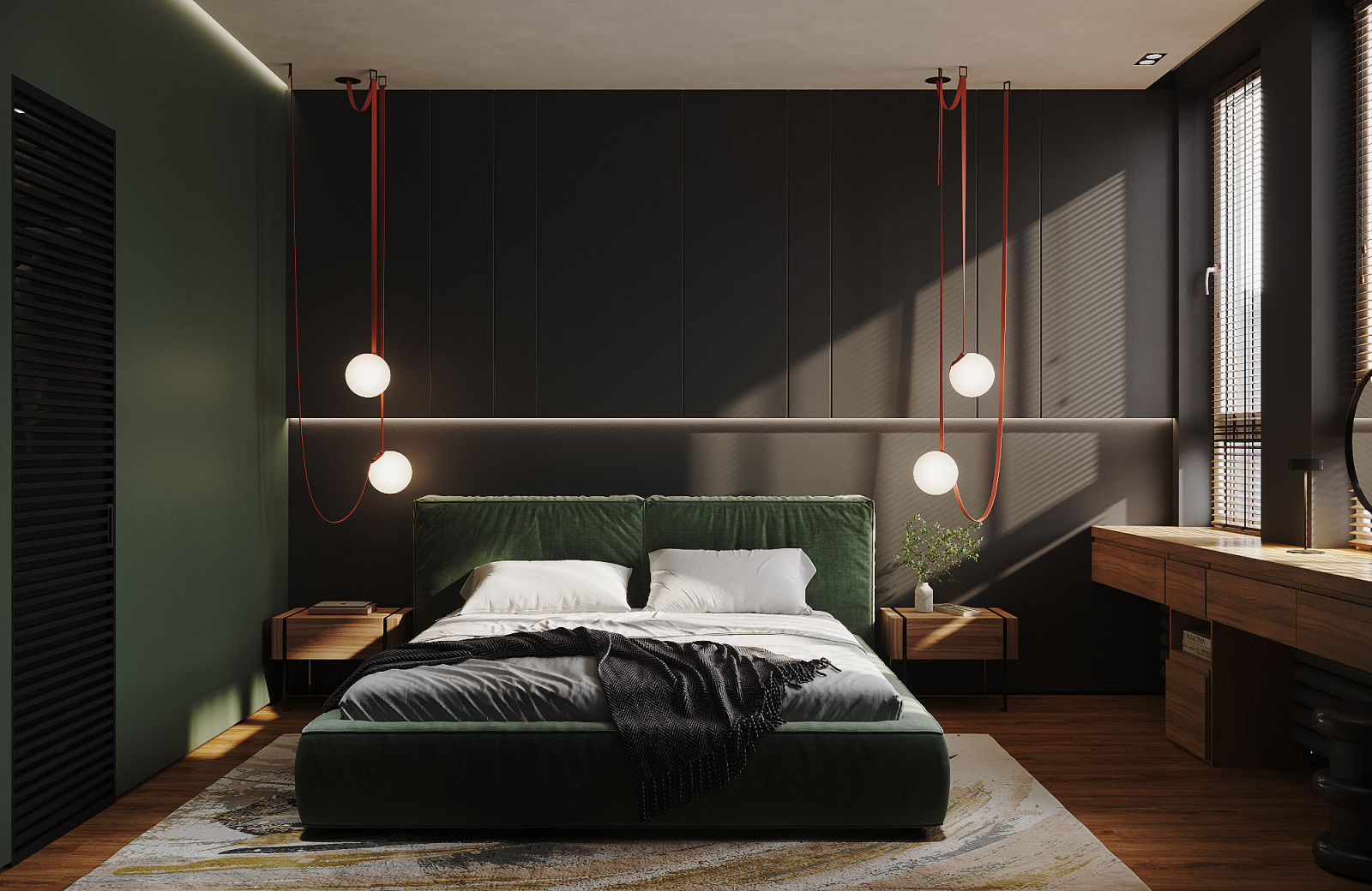 Минималистичная квартира в темных тонах.