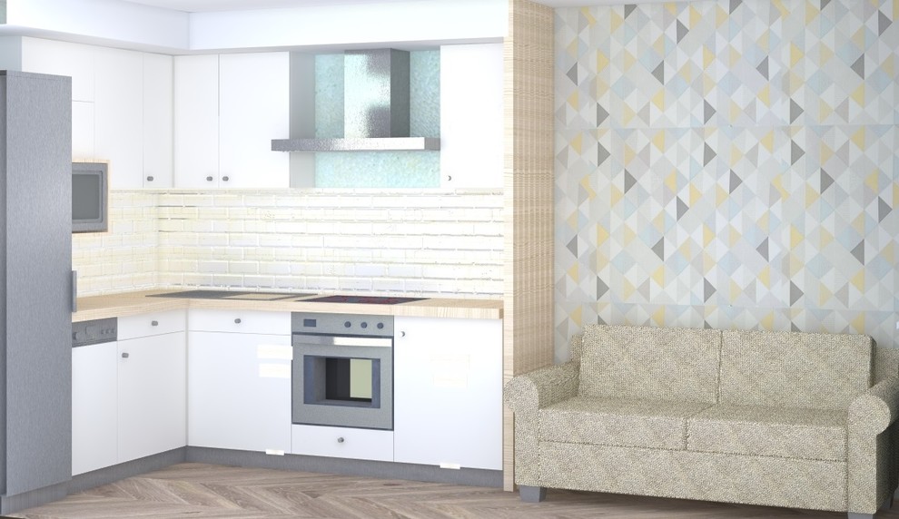 Кухня цвета неба