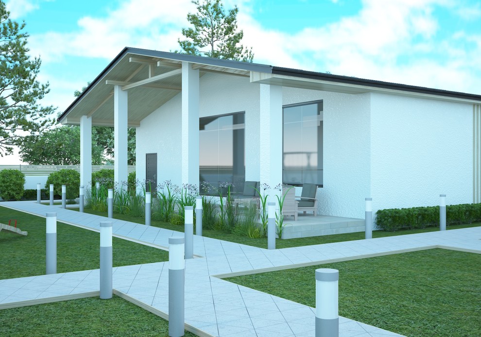 Экстерьер/ландшафт загородного дома в коттеджном поселке "Сосны"