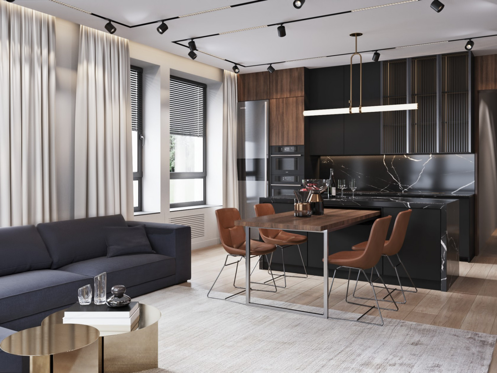 Дизайн кухни-гостиной