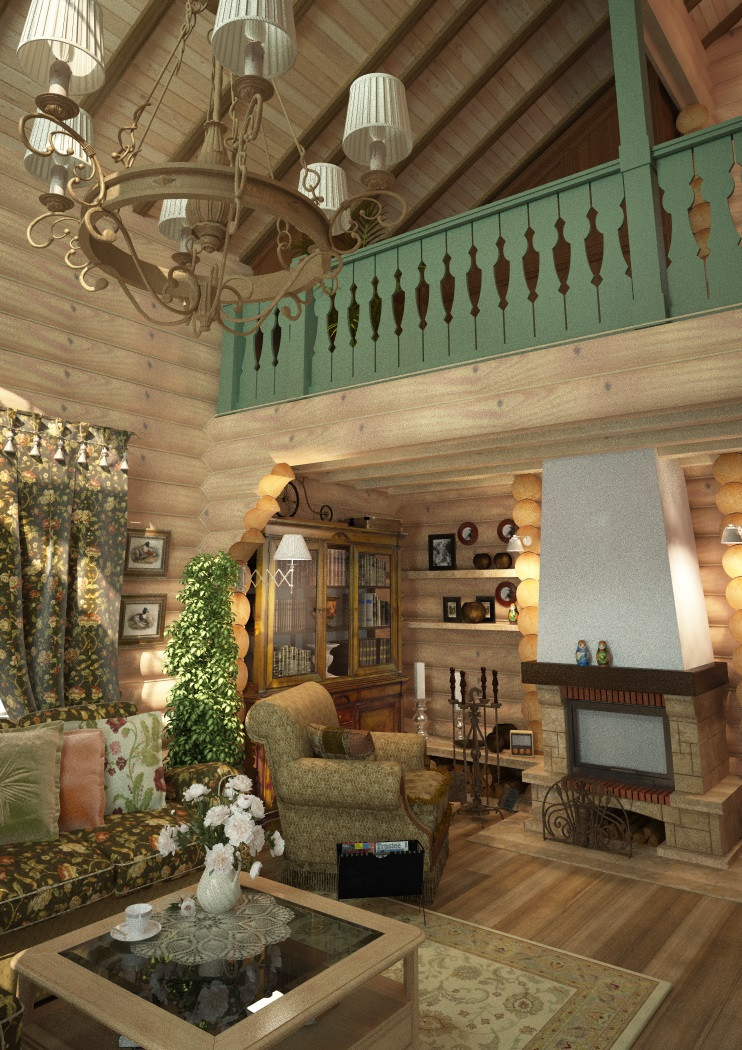 Дизайн дома из оцилиндрованного бревна