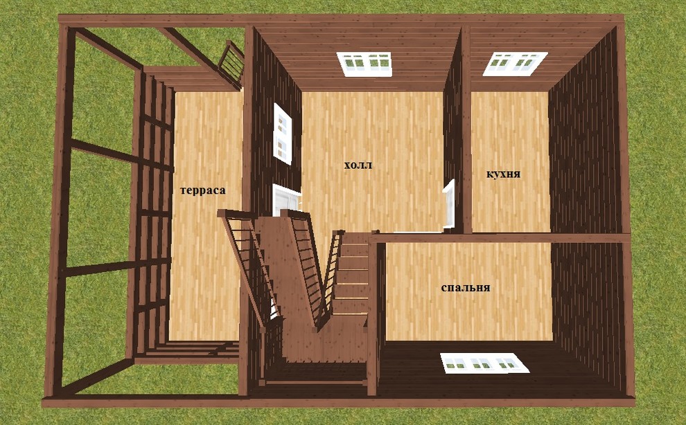 "Истра" - проект дома из бруса 6х6 с террасой 6х3