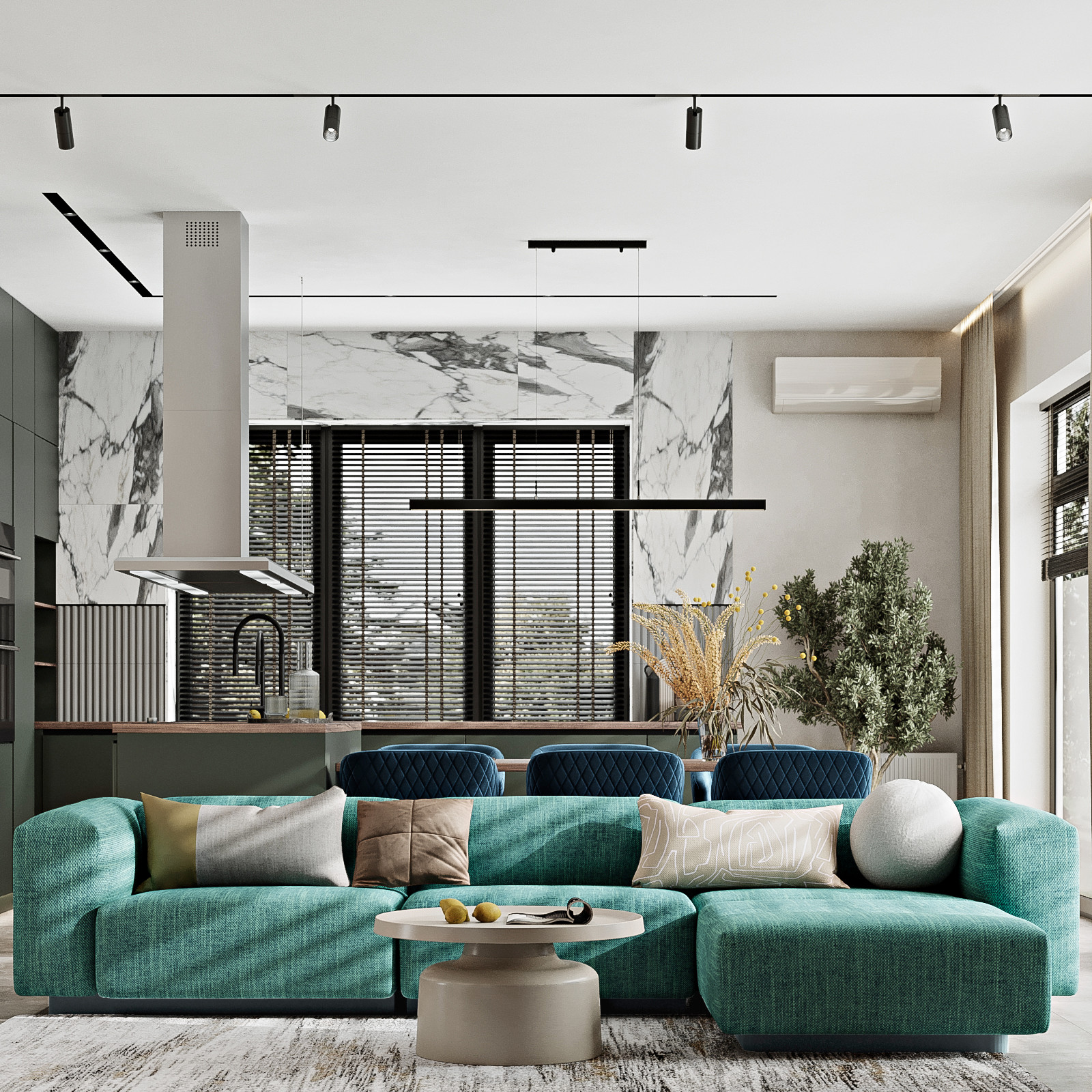 Обложка проекта: КП Первозванный 1, кухня-гостиная (вариант 4)