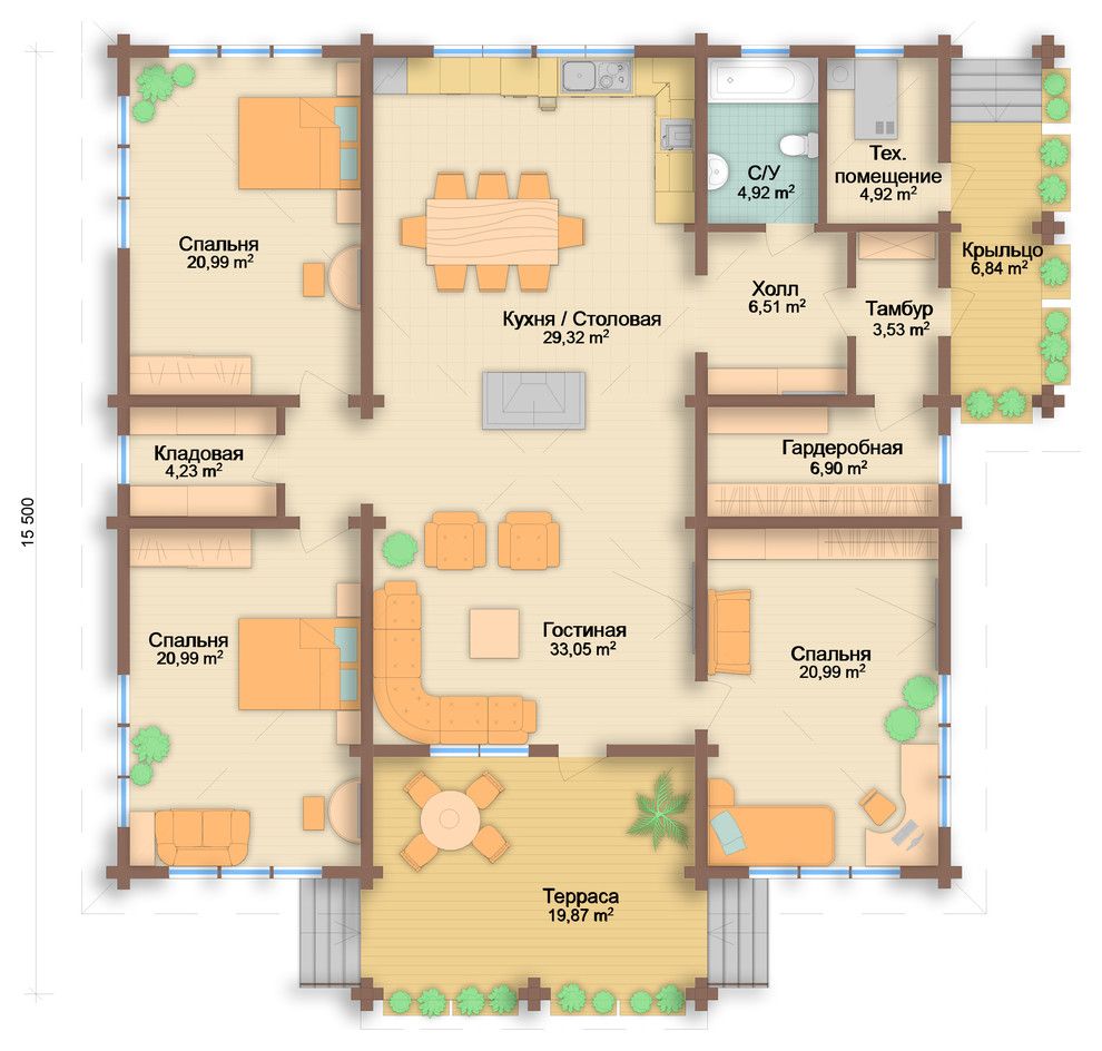 Дом из клеёного бруса Chalet Style 155