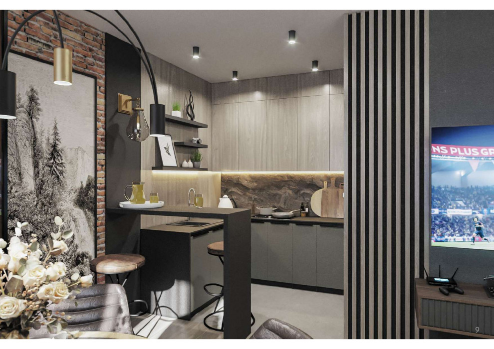 квартира в современном стиле в темных оттенках