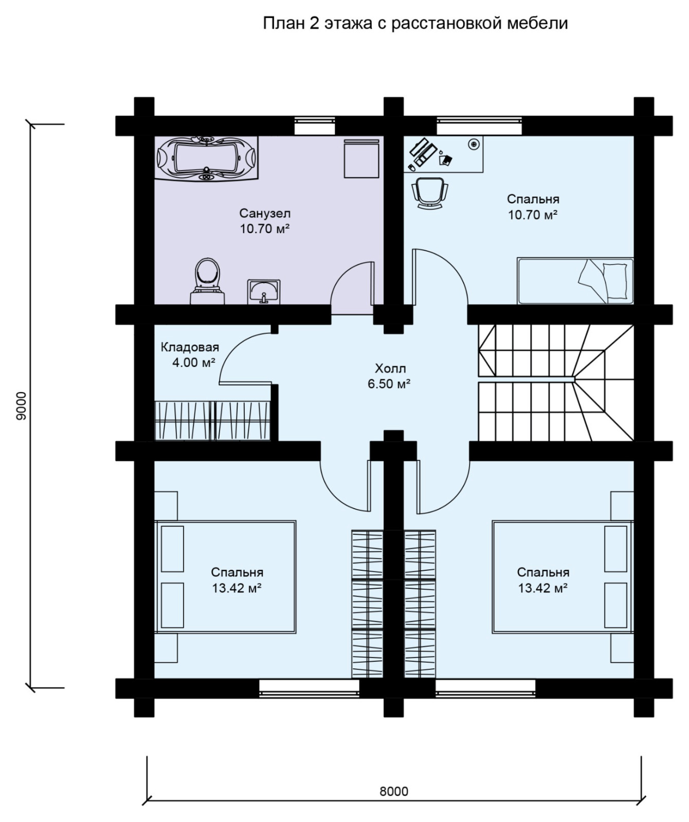 Деревянный дом из бруса по проекту 53 ПБ