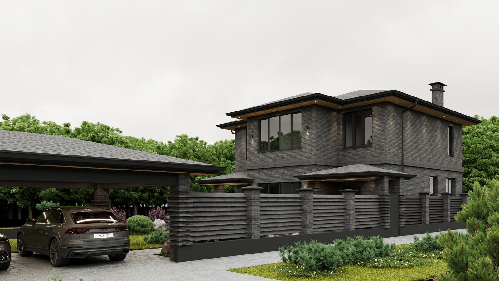 2-х этажный дом из клинкерного кирпича