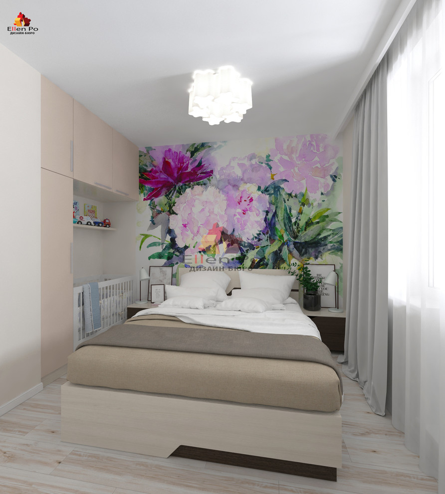 Дизайн однокомнатной квартиры, современный стиль с элементами скандинавского.