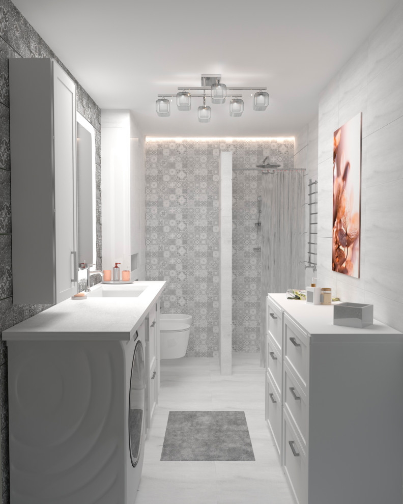 Трехкомнатная монохромная квартира для семьи с двумя дочками.