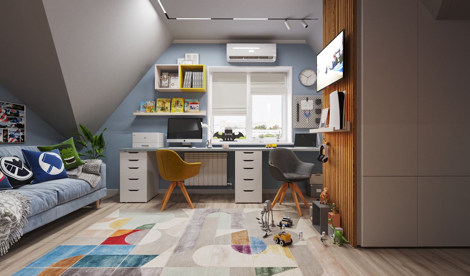 Обложка проекта: Детская комната для двух мальчиков в современном стиле