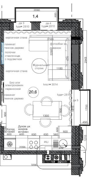 проект двухкомнатной квартиры в Подмосковье, Липкинское шоссе