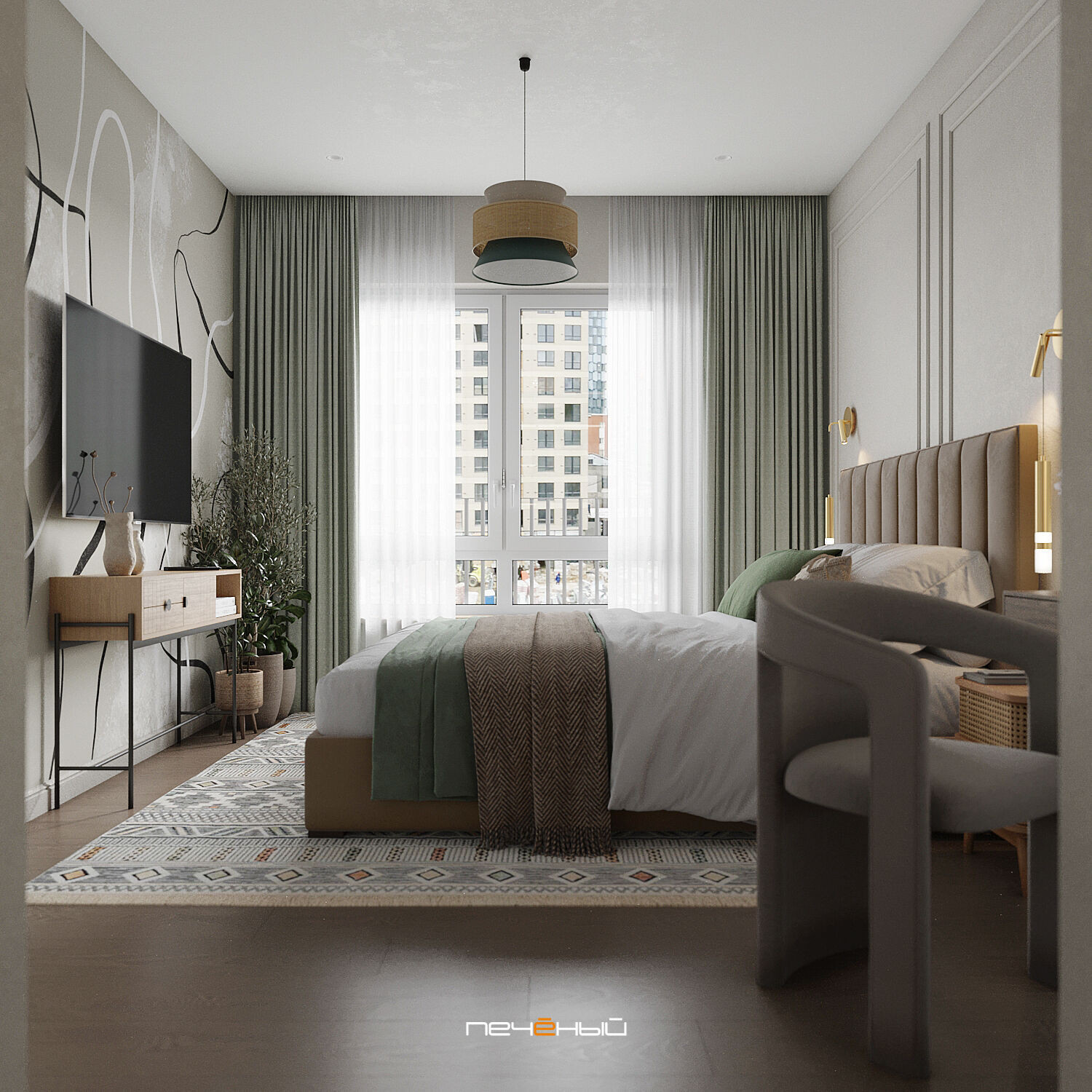 2025 Дизайн 4-комн. квартиры 112 м² в современном стиле, Москва, ЖК Барклая  6