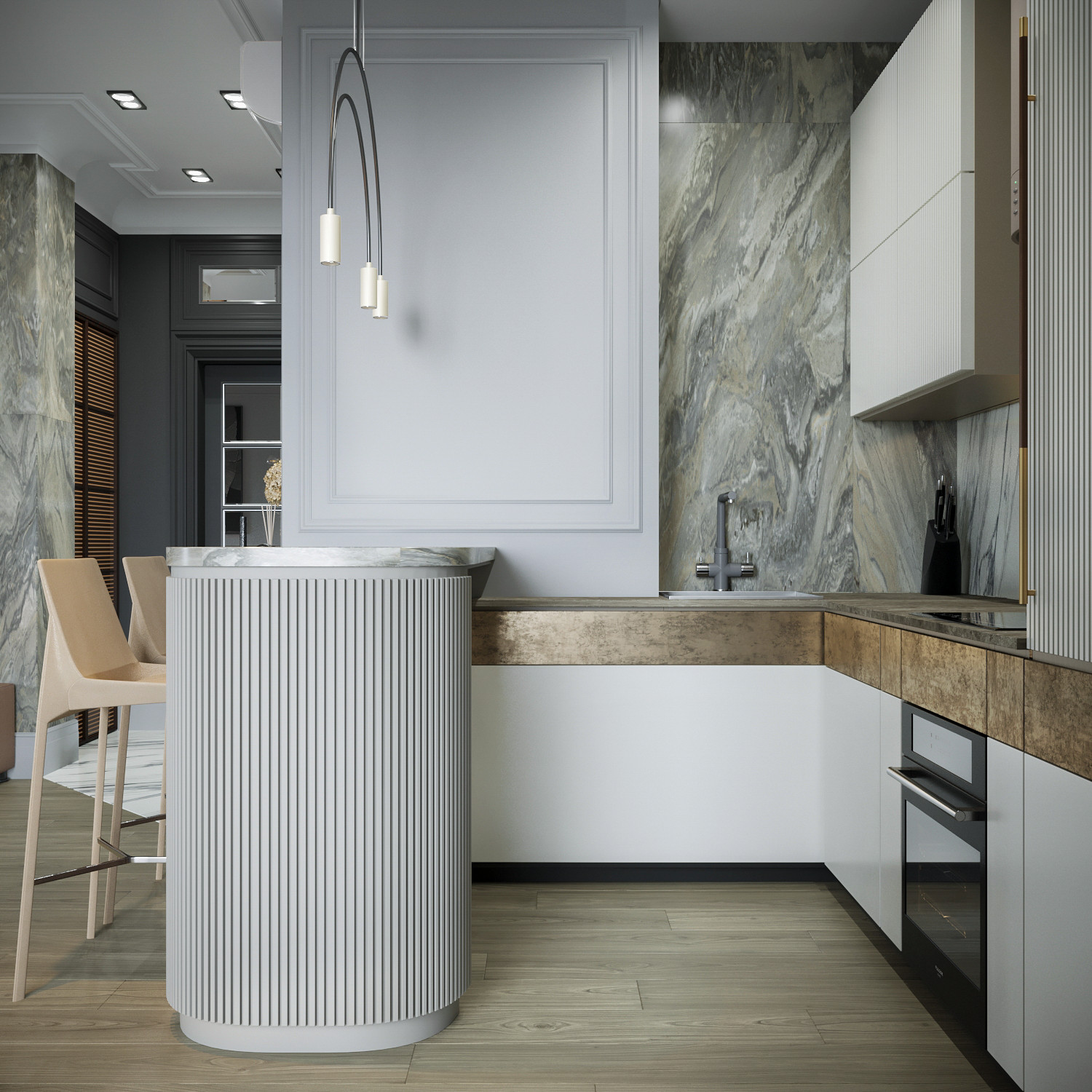 Кухня-гостиная для проекта СТАТУС, ЖК HOME SWEET HOME