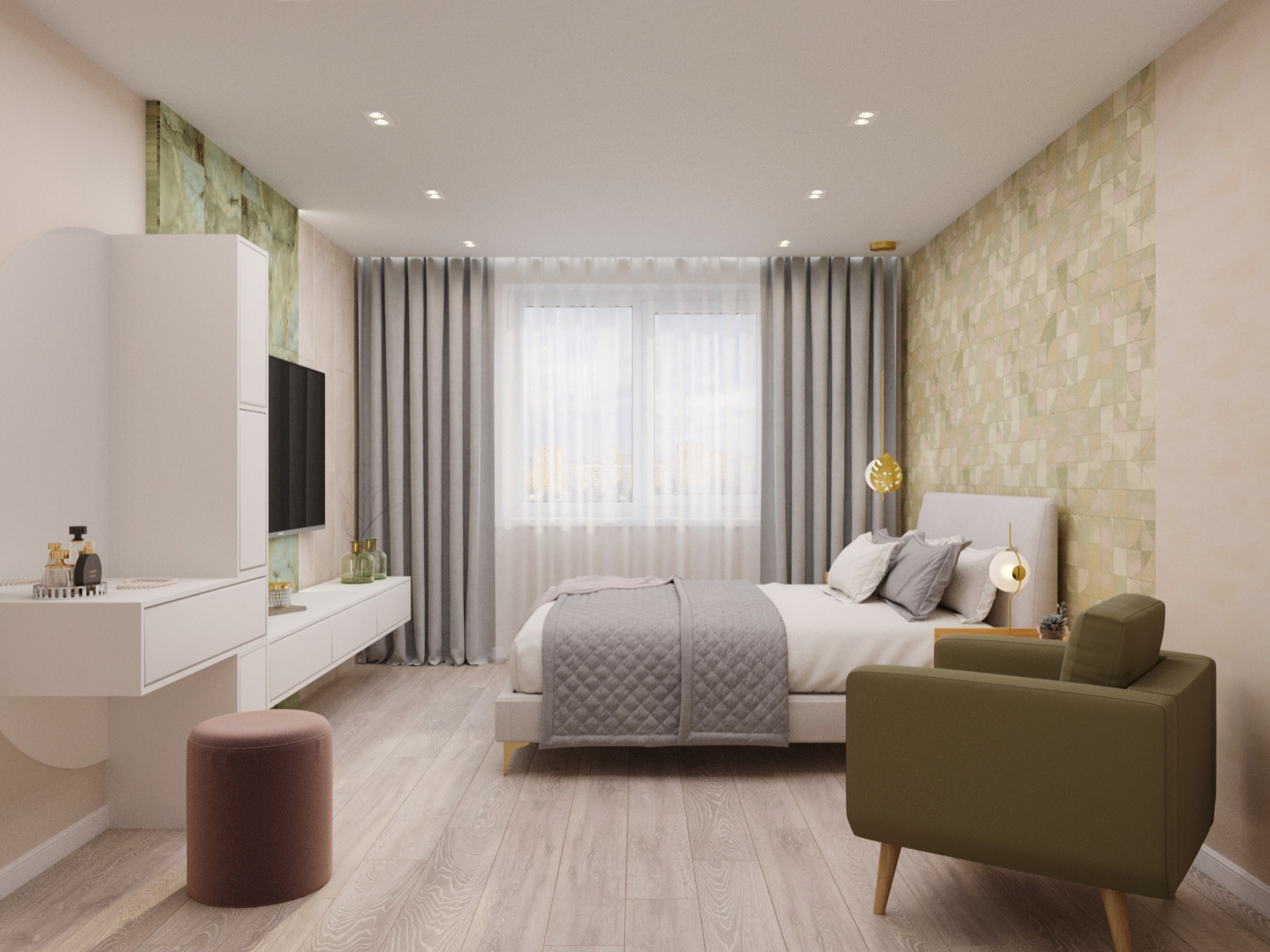 Дизайн спальни в квартире 70м2, г. Нефтеюганск