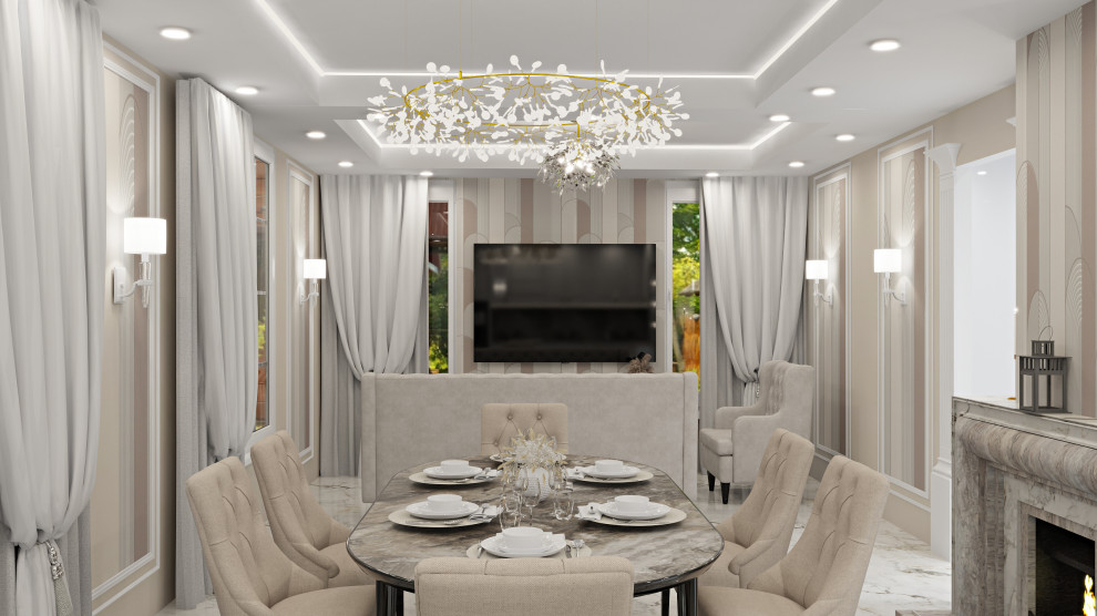 Проект кухни-гостиной и мастер ванной в частном доме