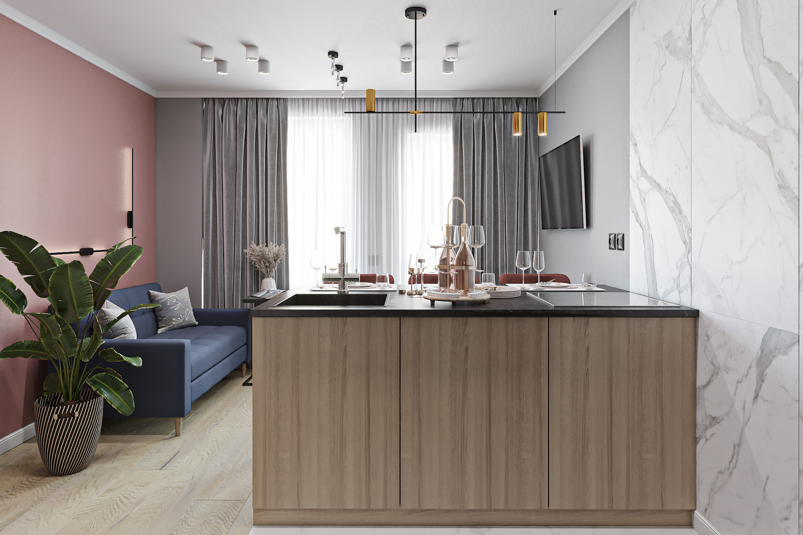 Дизайн проект однокомнатной в Мурино