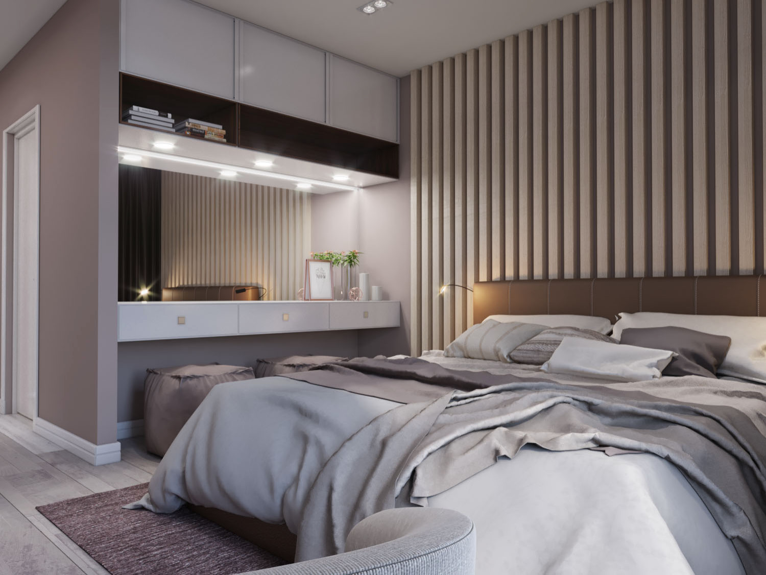 Спальня и гардеробная. Коттедж в Кольцово