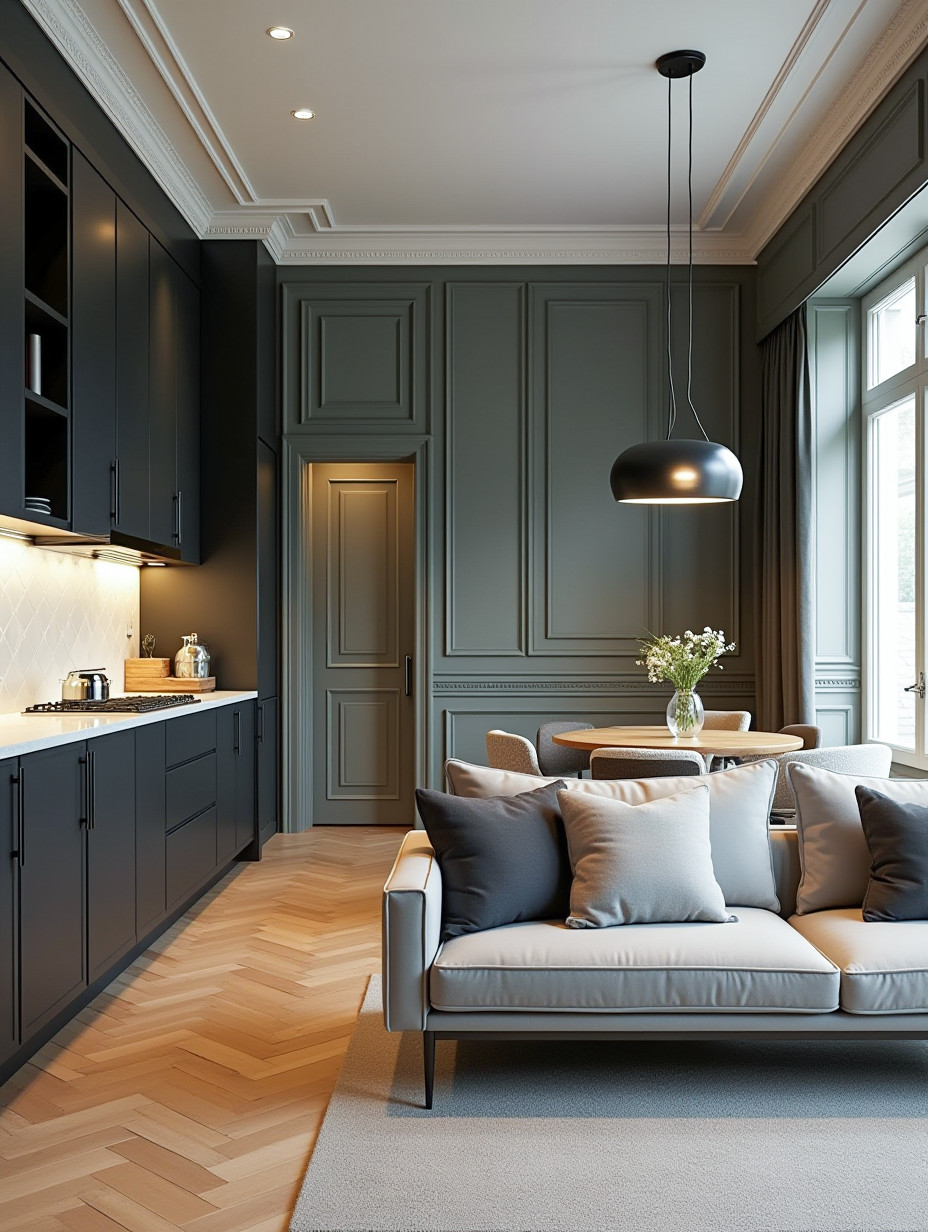 Кухня гостиная в классическом стиле