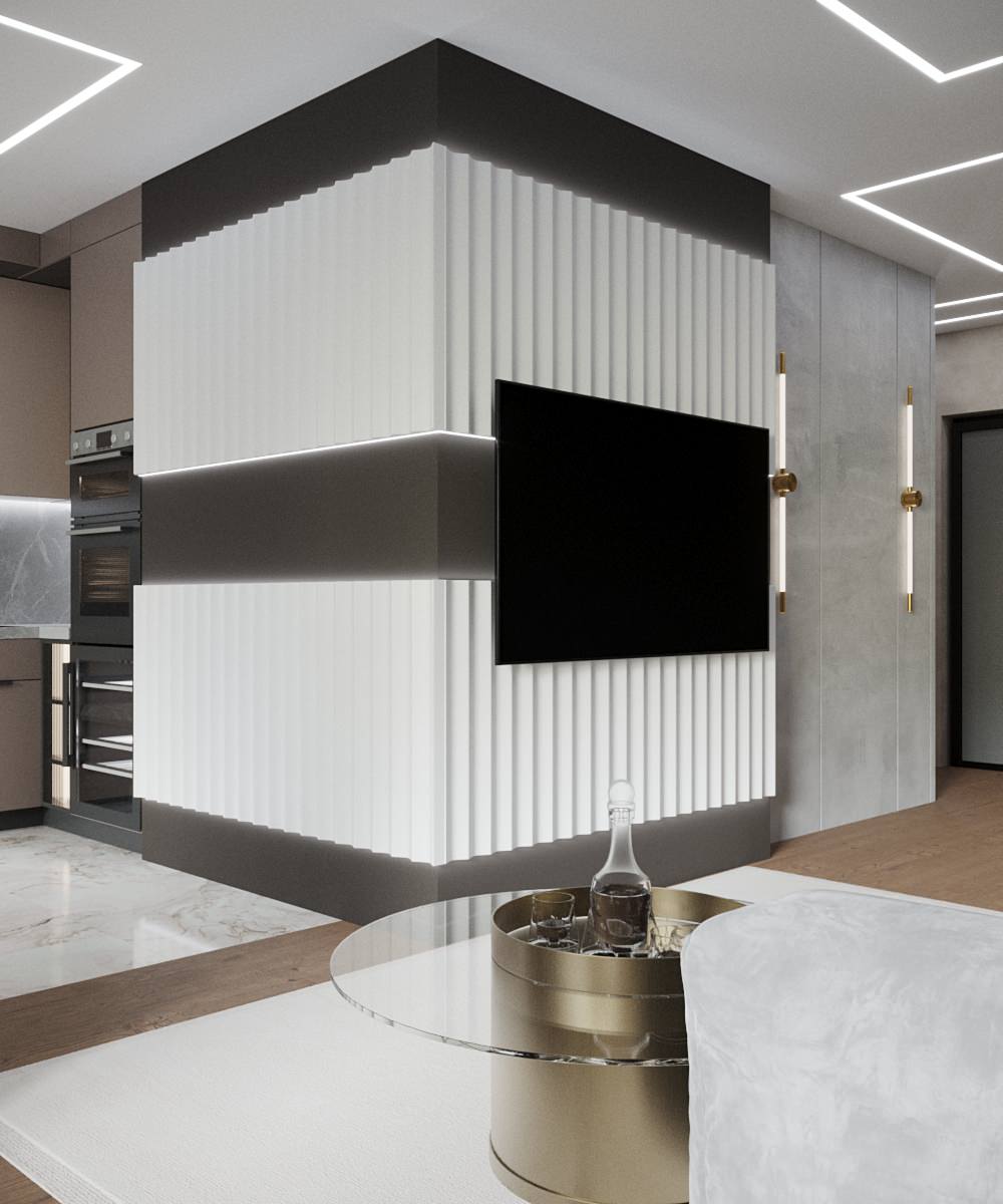 Дизайн кухни-гостиной с курительной комнатой