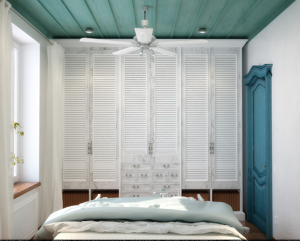 Light blue color in bedroom and living room design