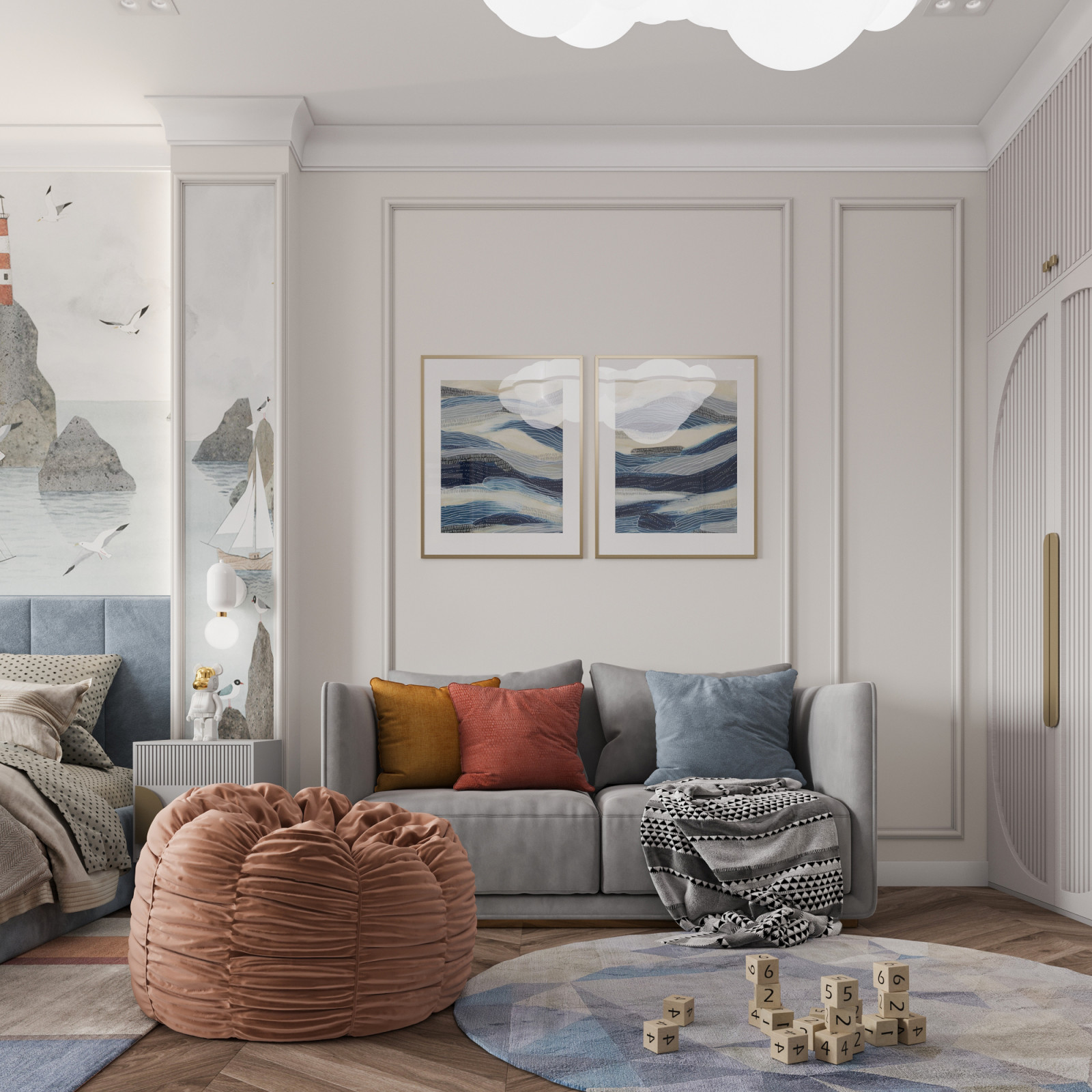 "Тёплое какао", квартира в ЖК "Дворянский", 98 м2