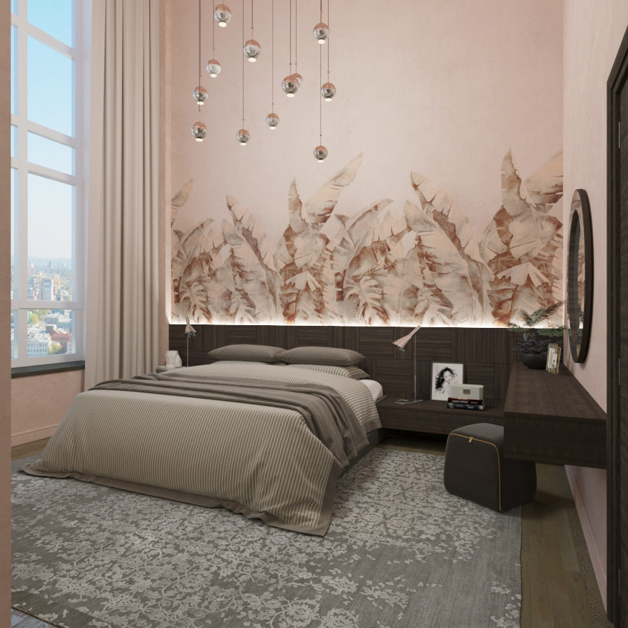 Обложка проекта: Спальня с тропическими листьями