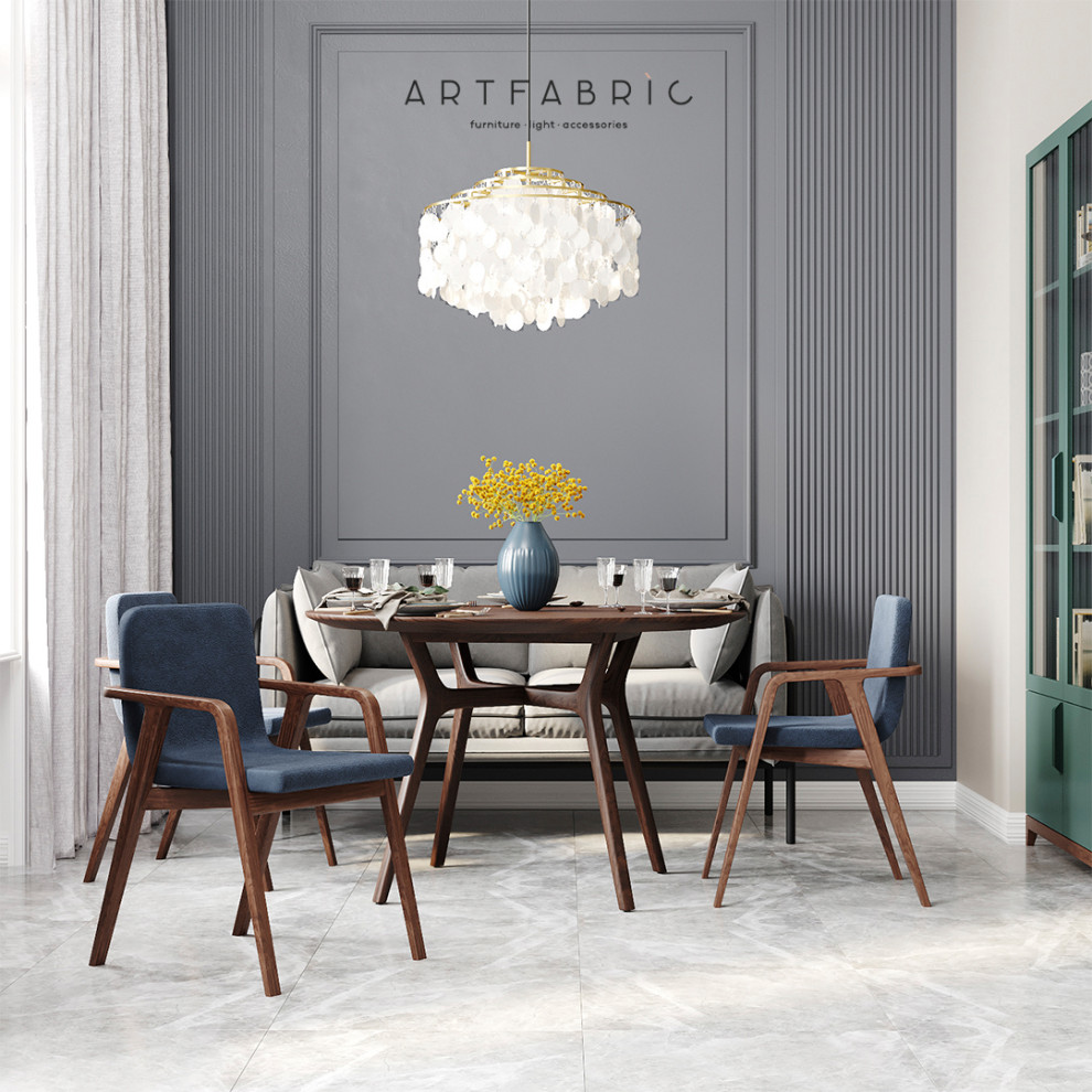 Обложка проекта: Уютная столовая в голубых оттенках с обеденной группой Artfabric