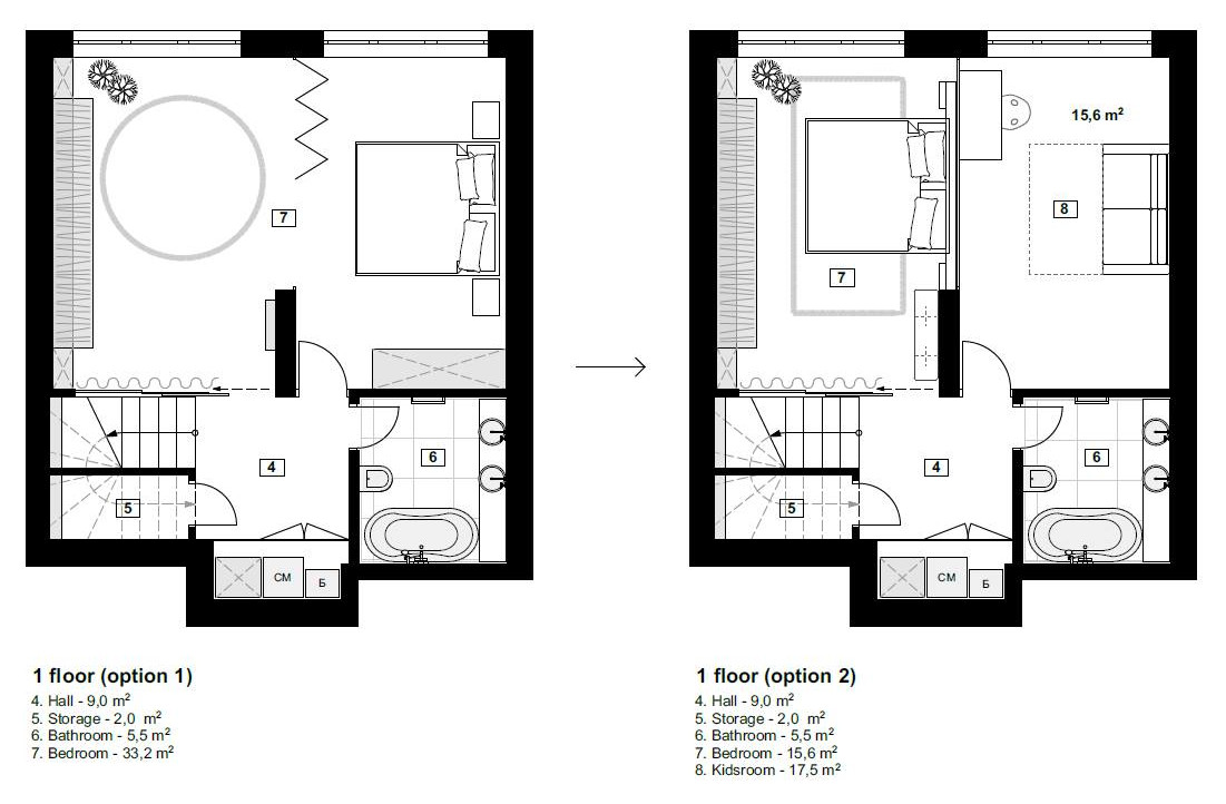 Houzz Украина: Двухуровневая квартира с латунным шкафом