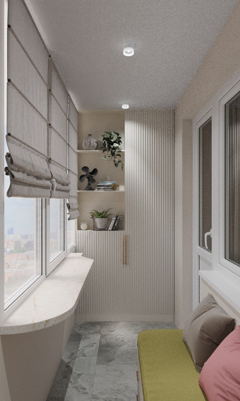 Лоджия стиле неоклассика для молодой семьи