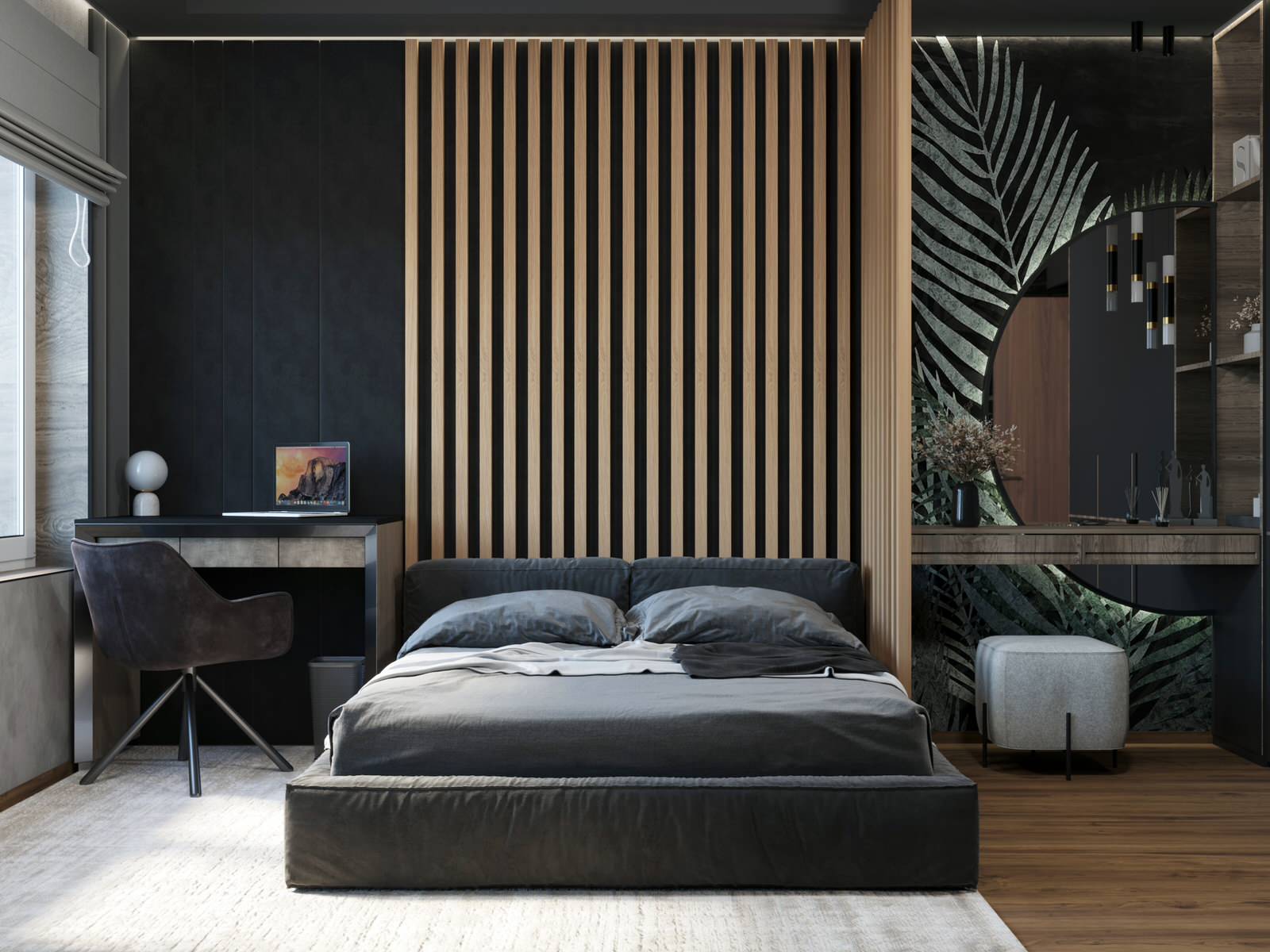 Зона отдыха с рабочим местом и туалетный столик